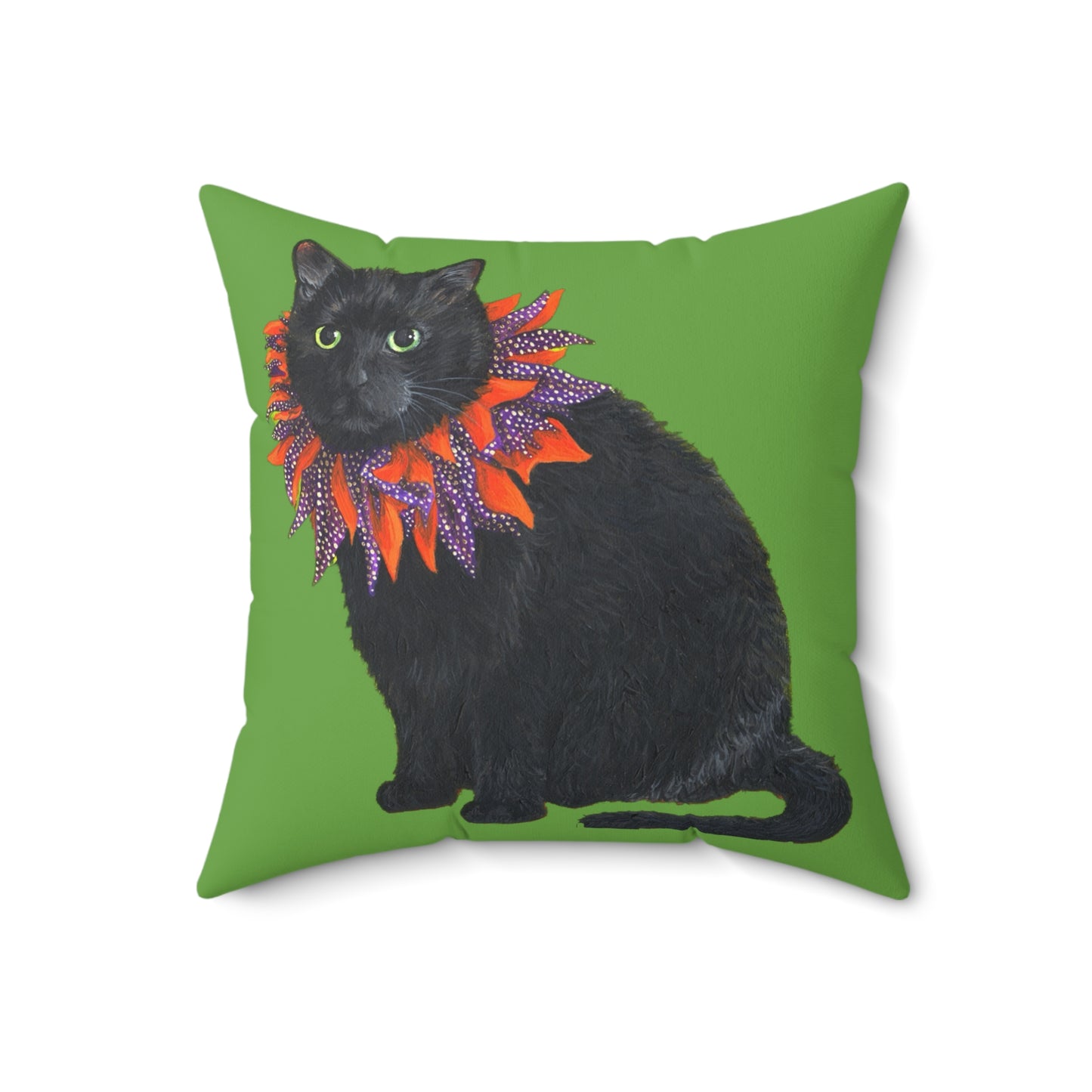 12 the Magical Halloween Cat Spun Polyester Square Pillow