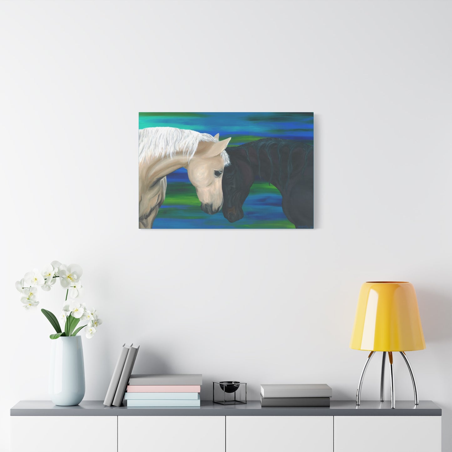 Black and White Horses Canvas Gallery Wrap