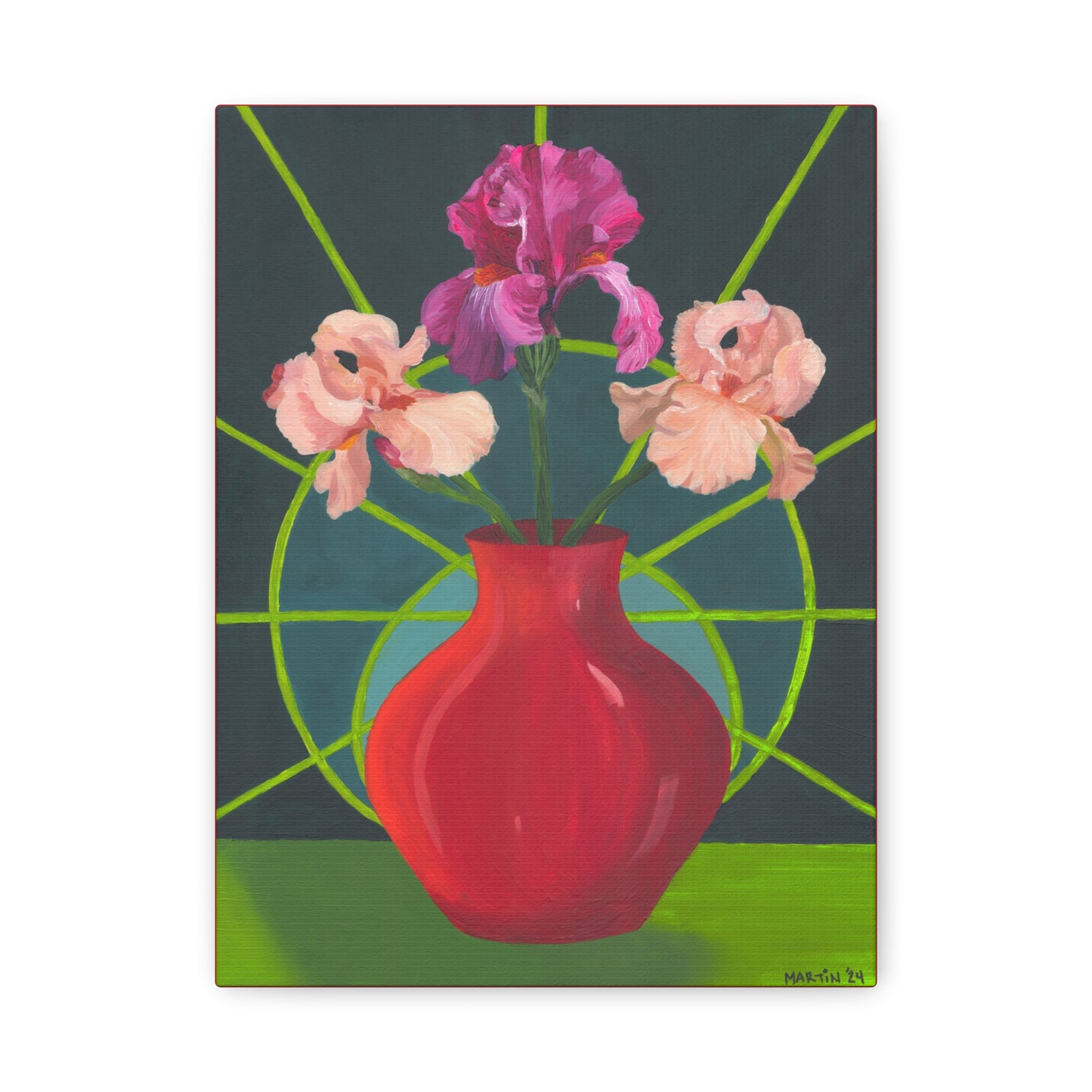 Three Pink Iris Canvas Gallery Wrap