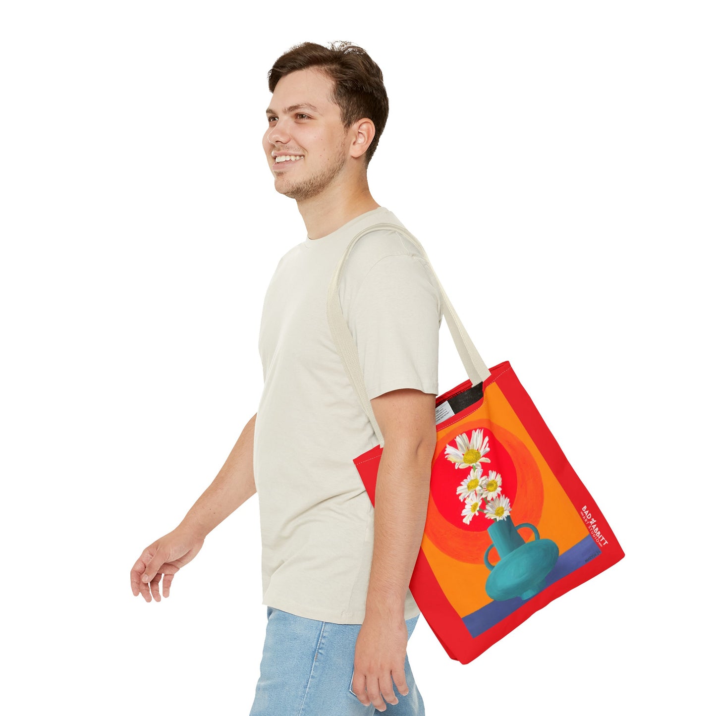 Wild Daisies in Teal Vase Tote Bag (AOP)