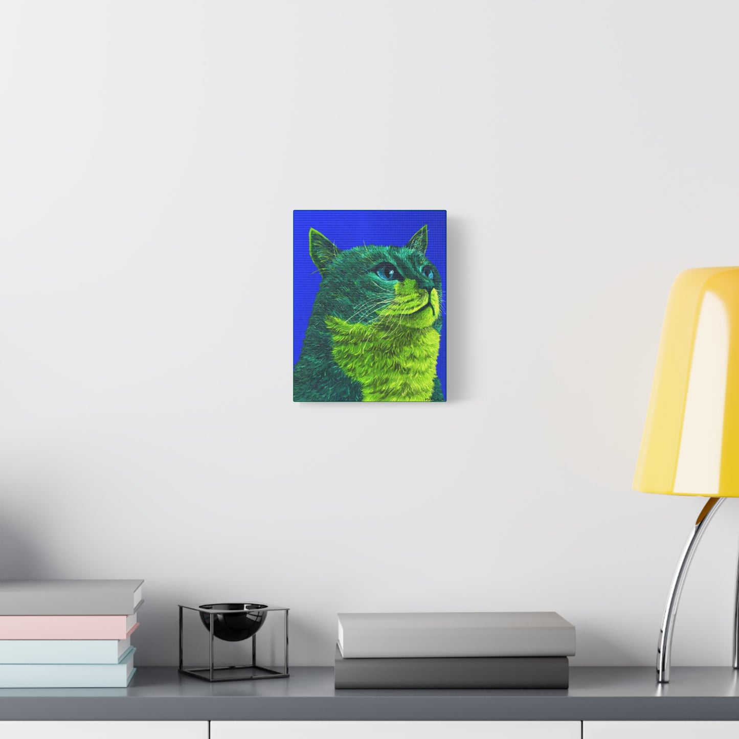 Green Tabby Cat Canvas Gallery Wrap