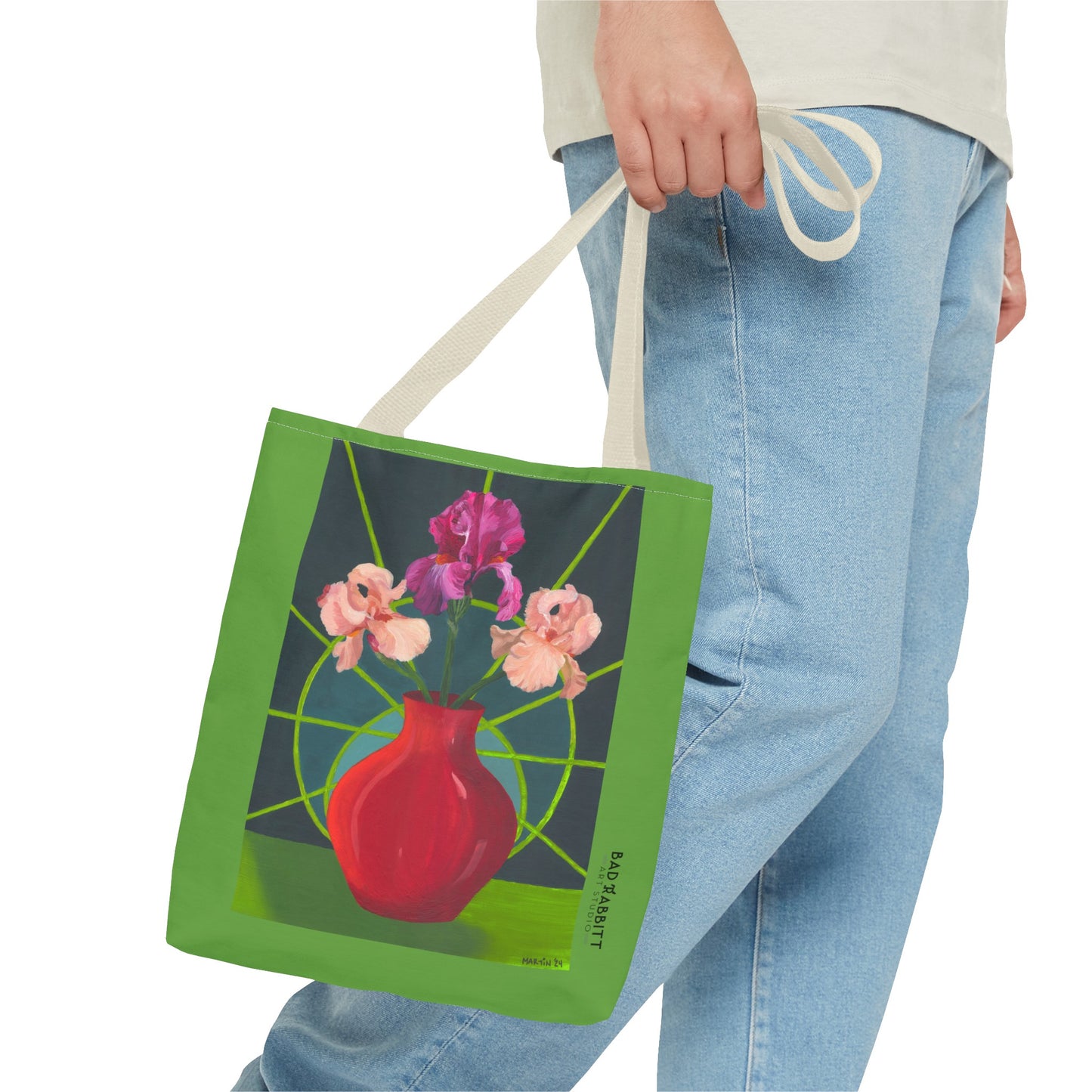 Three Pink Irises Tote Bag (AOP)