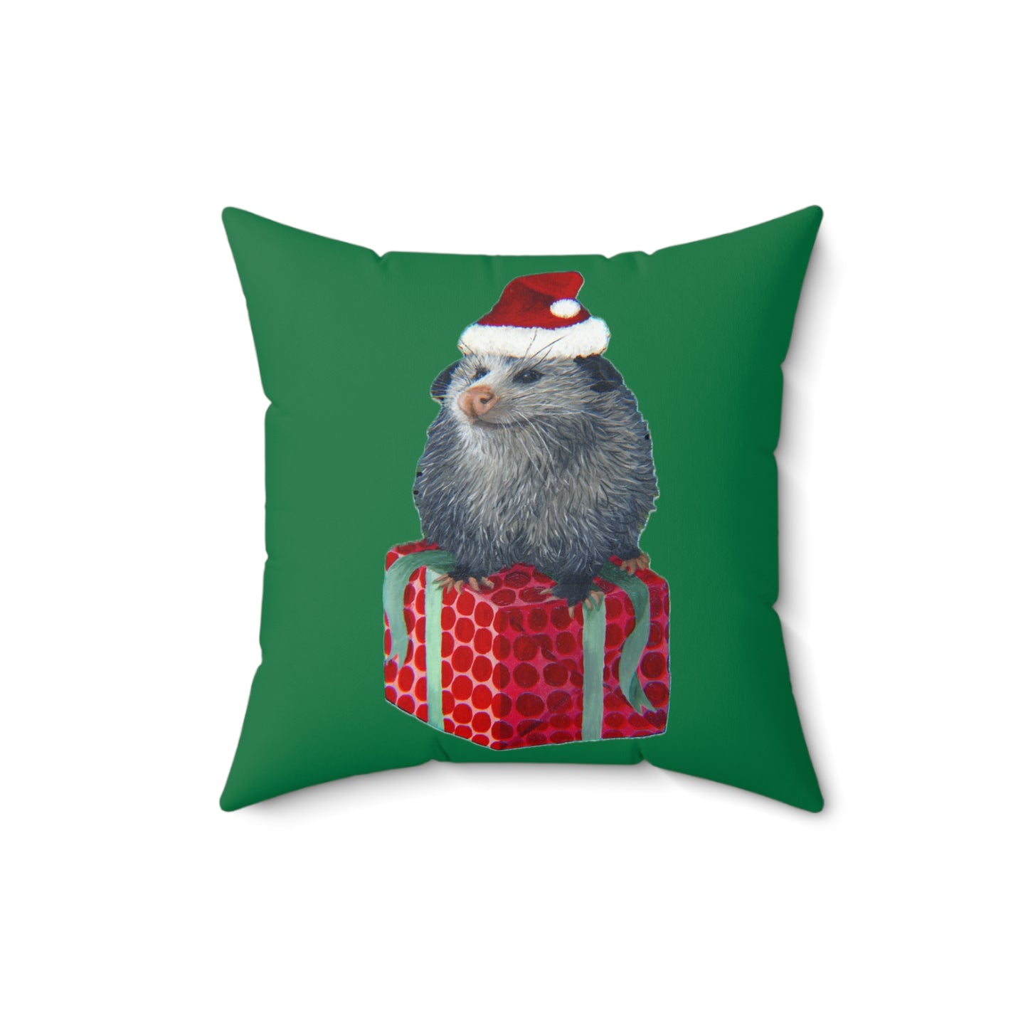 Christmas Opossum Spun Polyester Square Pillow