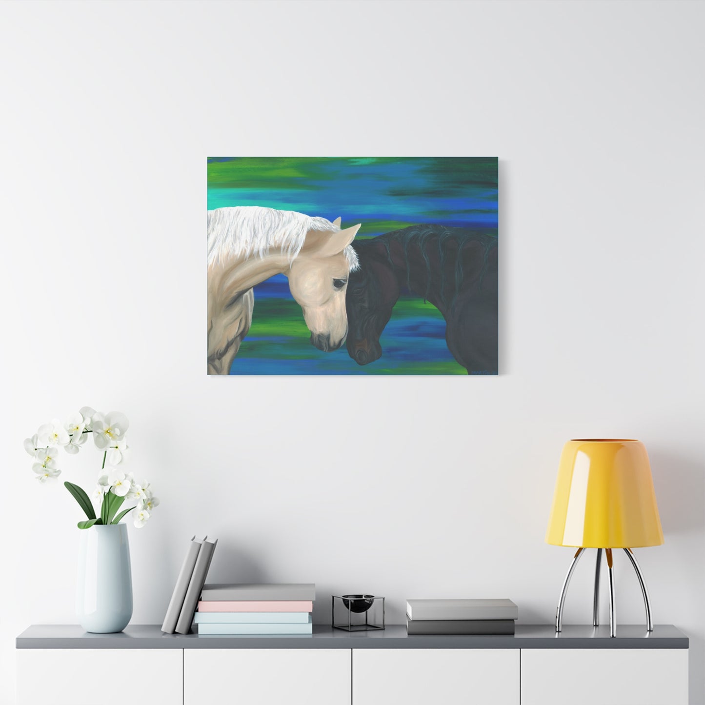 Black and White Horses Canvas Gallery Wrap