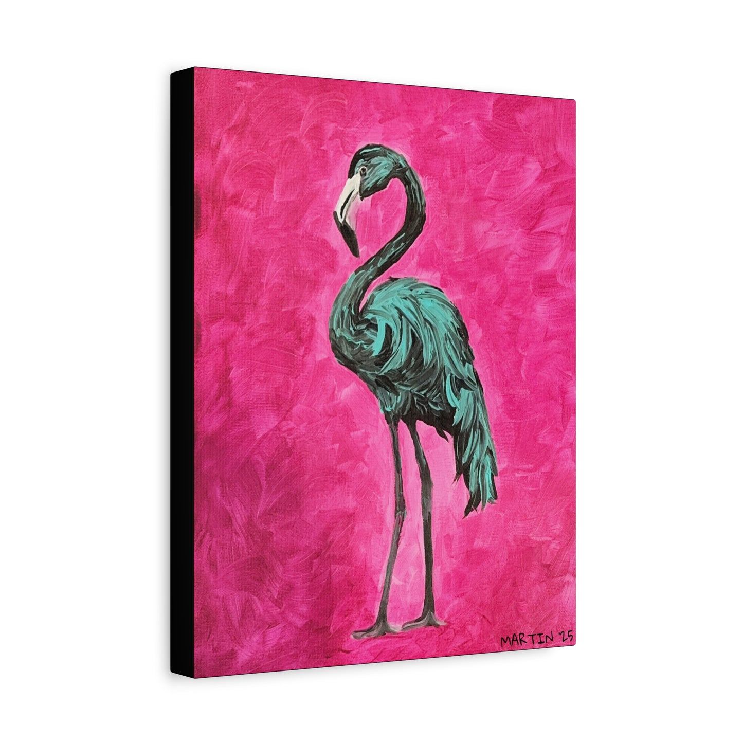 Jerry the Black Flamingo Matte Canvas, Stretched, 1.25"