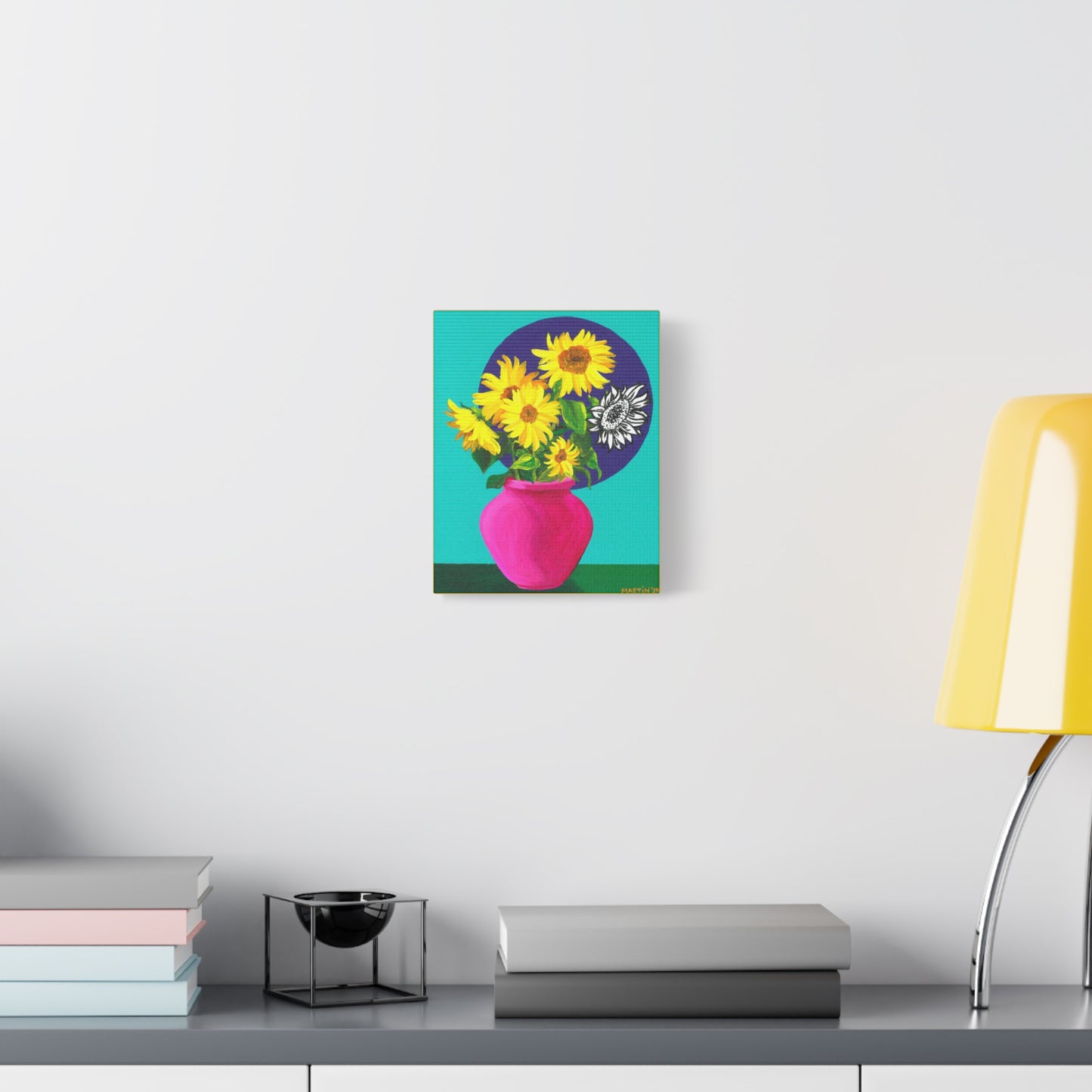 Sunflowers in Pink Vase Canvas Gallery Wrap