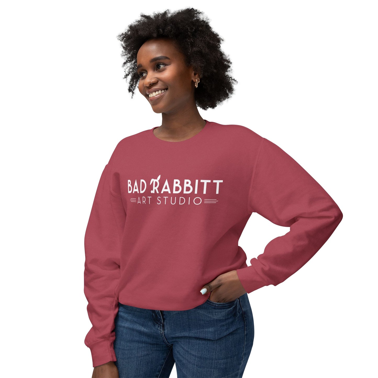 "Bad Rabbitt Art Studio" Unisex Lightweight Crewneck Sweatshirt