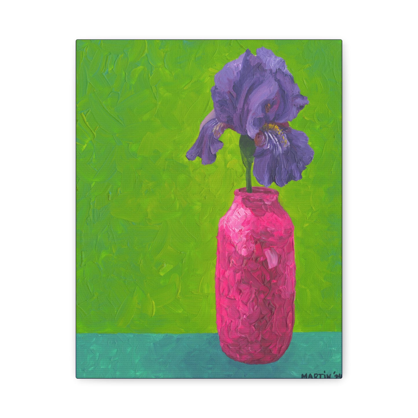 Purple Iris with green background Canvas Gallery Wrap