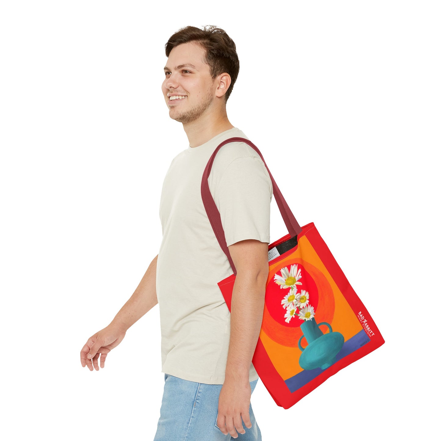 Wild Daisies in Teal Vase Tote Bag (AOP)