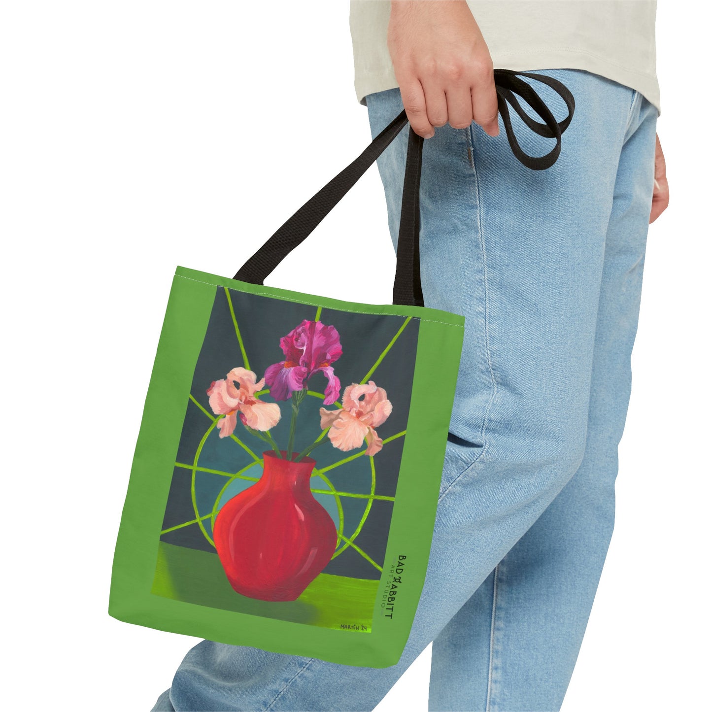 Three Pink Irises Tote Bag (AOP)