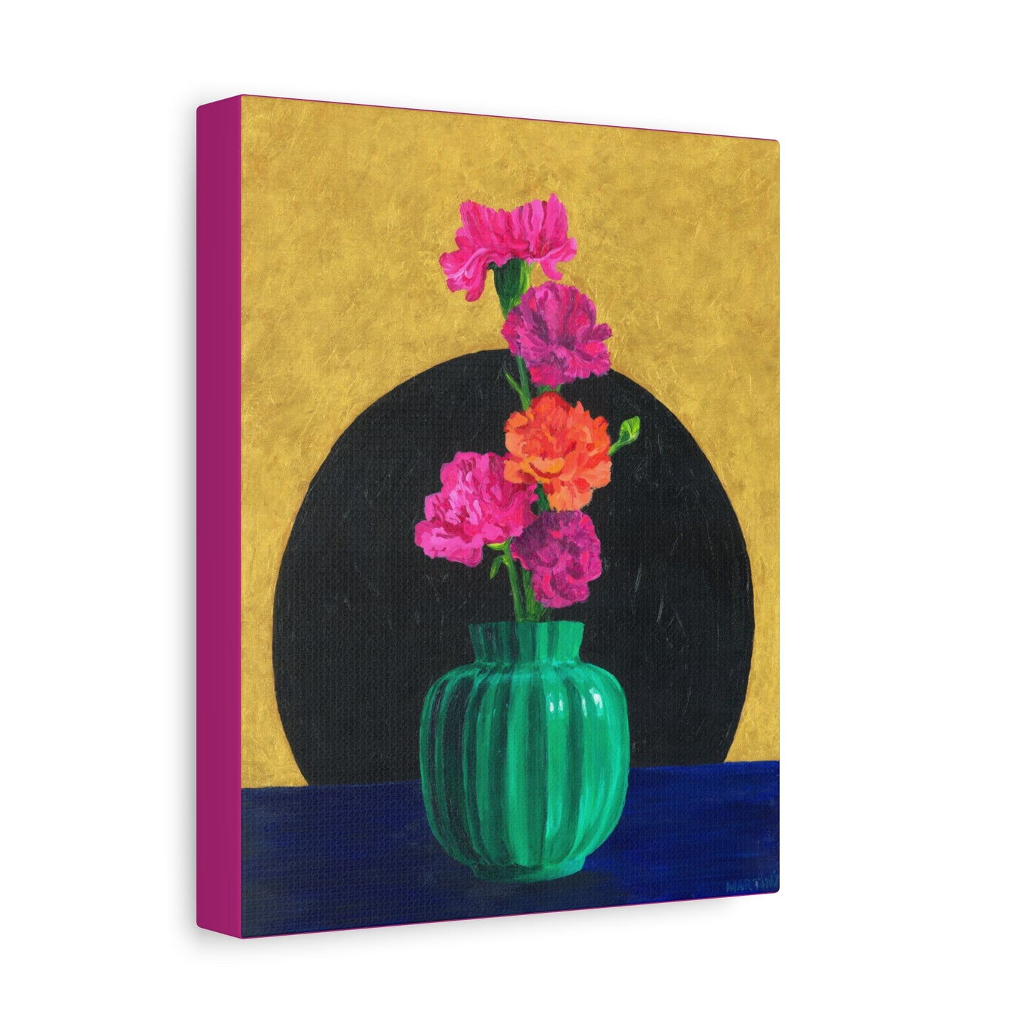 Carnations in Green Vase Canvas Gallery Wrap