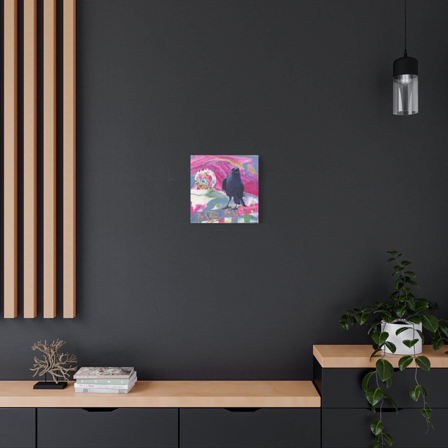 "Pink Crow" Matte Canvas, Stretched, 1.25"