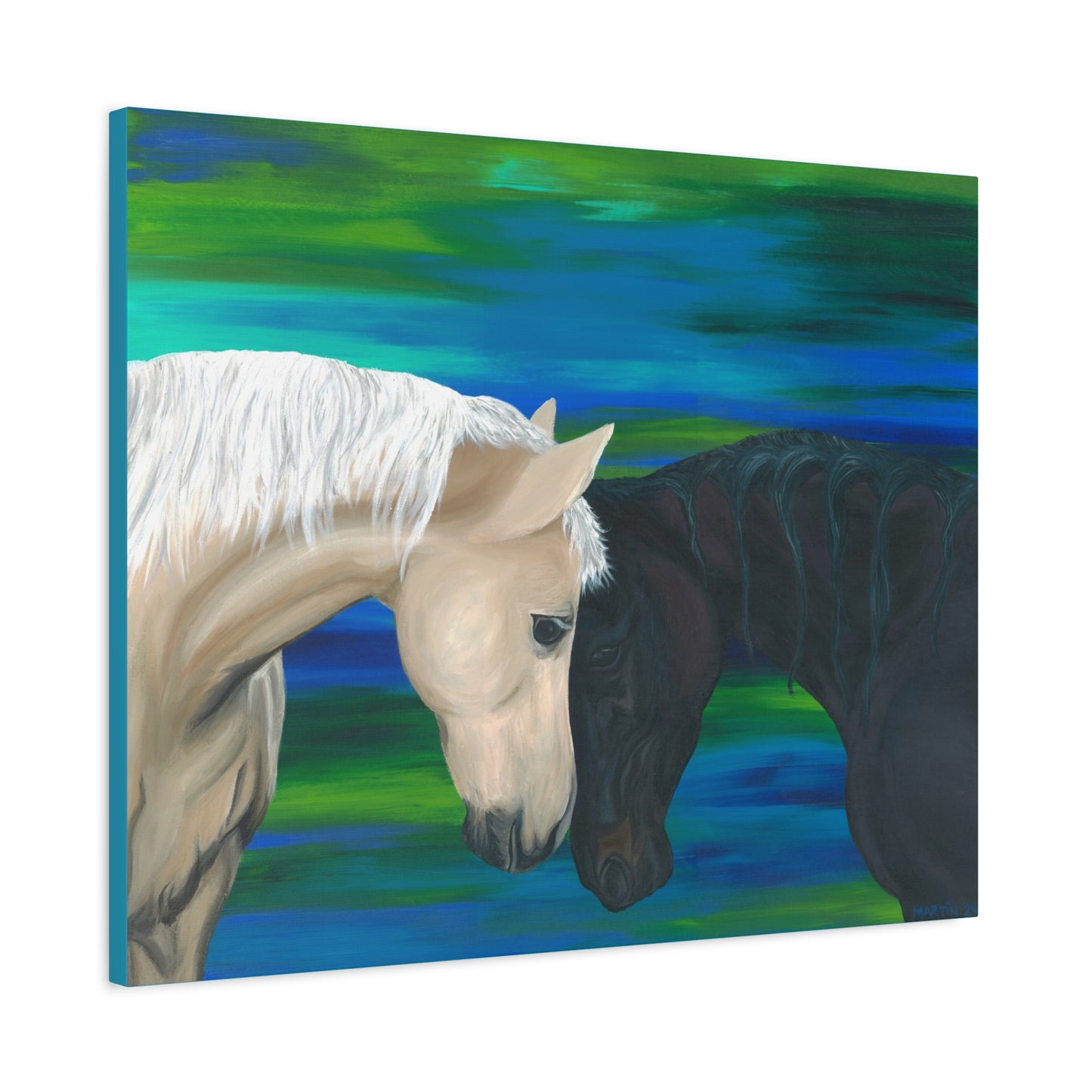 Black and White Horses Canvas Gallery Wrap