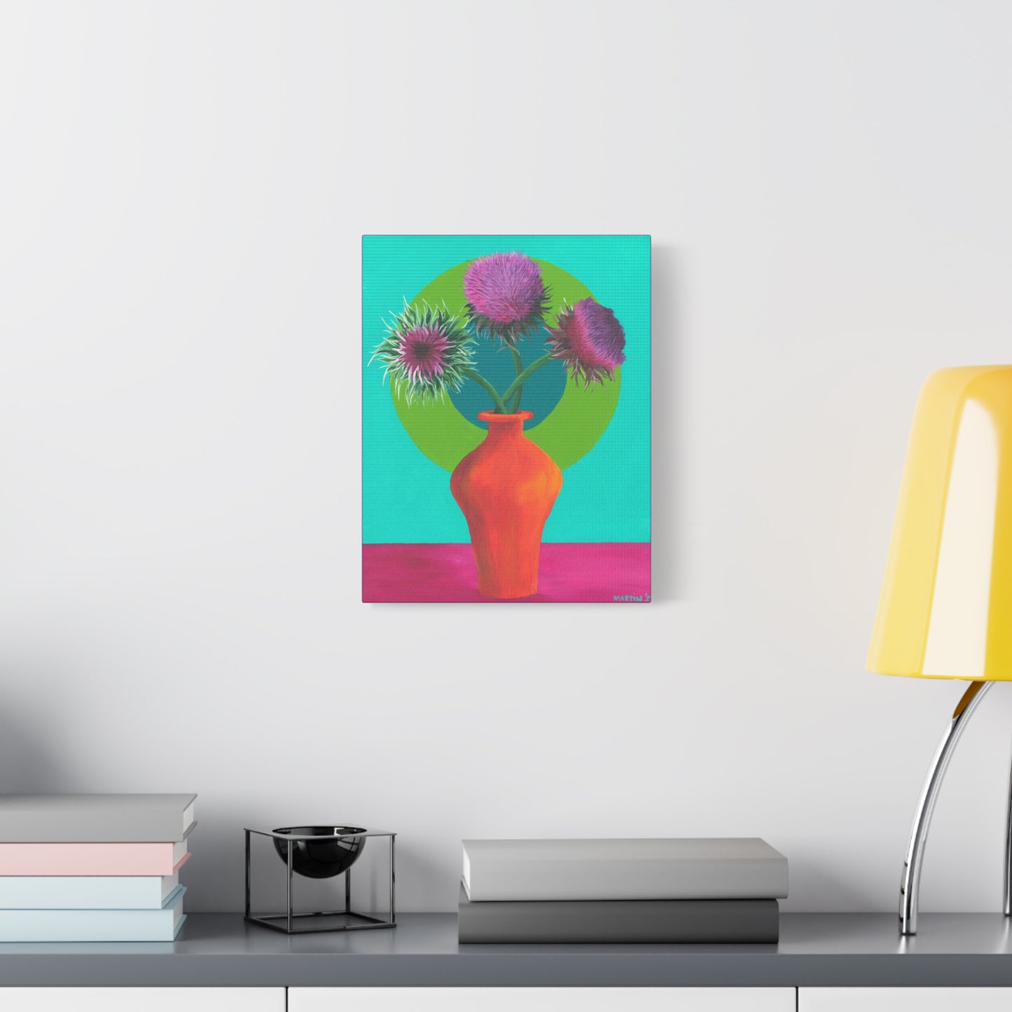 Thistle in Orange Vase Canvas Gallery Wrap
