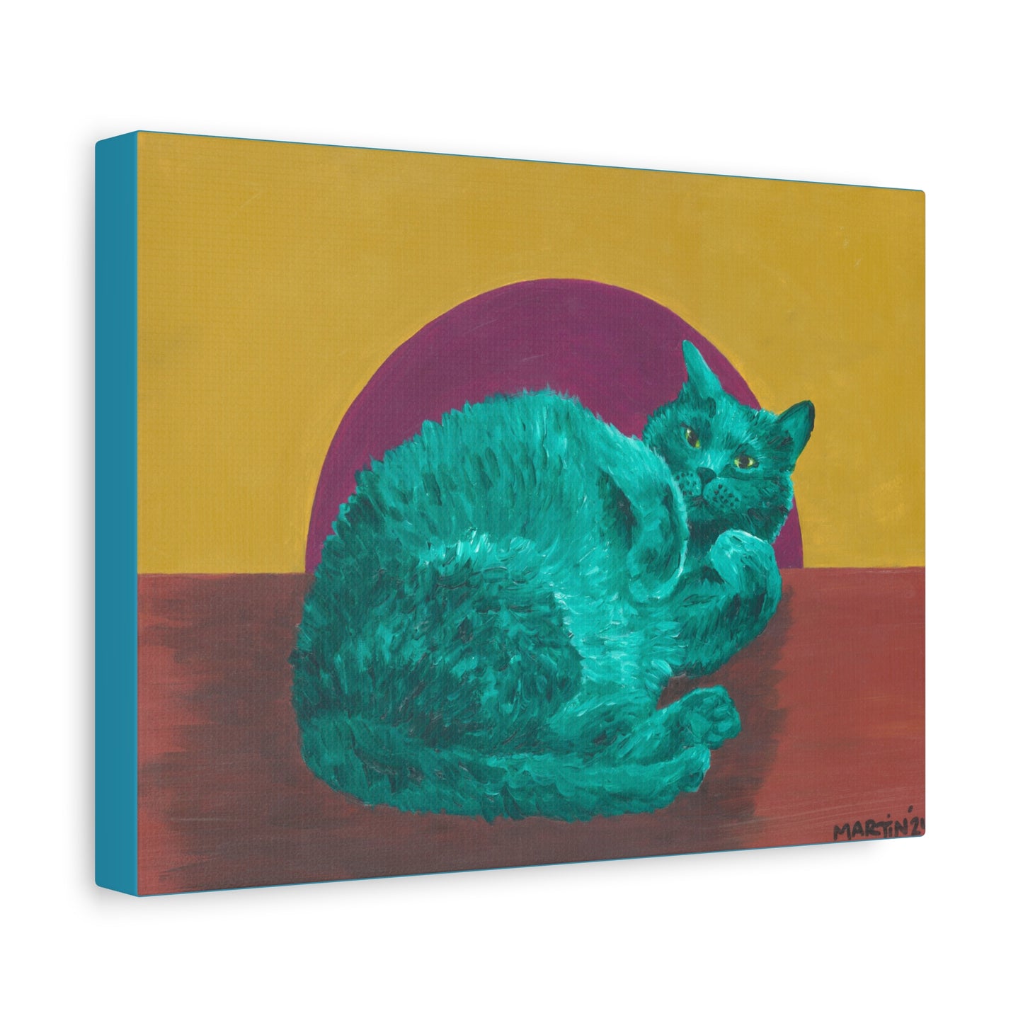 Teal Tummy Kitty Canvas Gallery Wrap