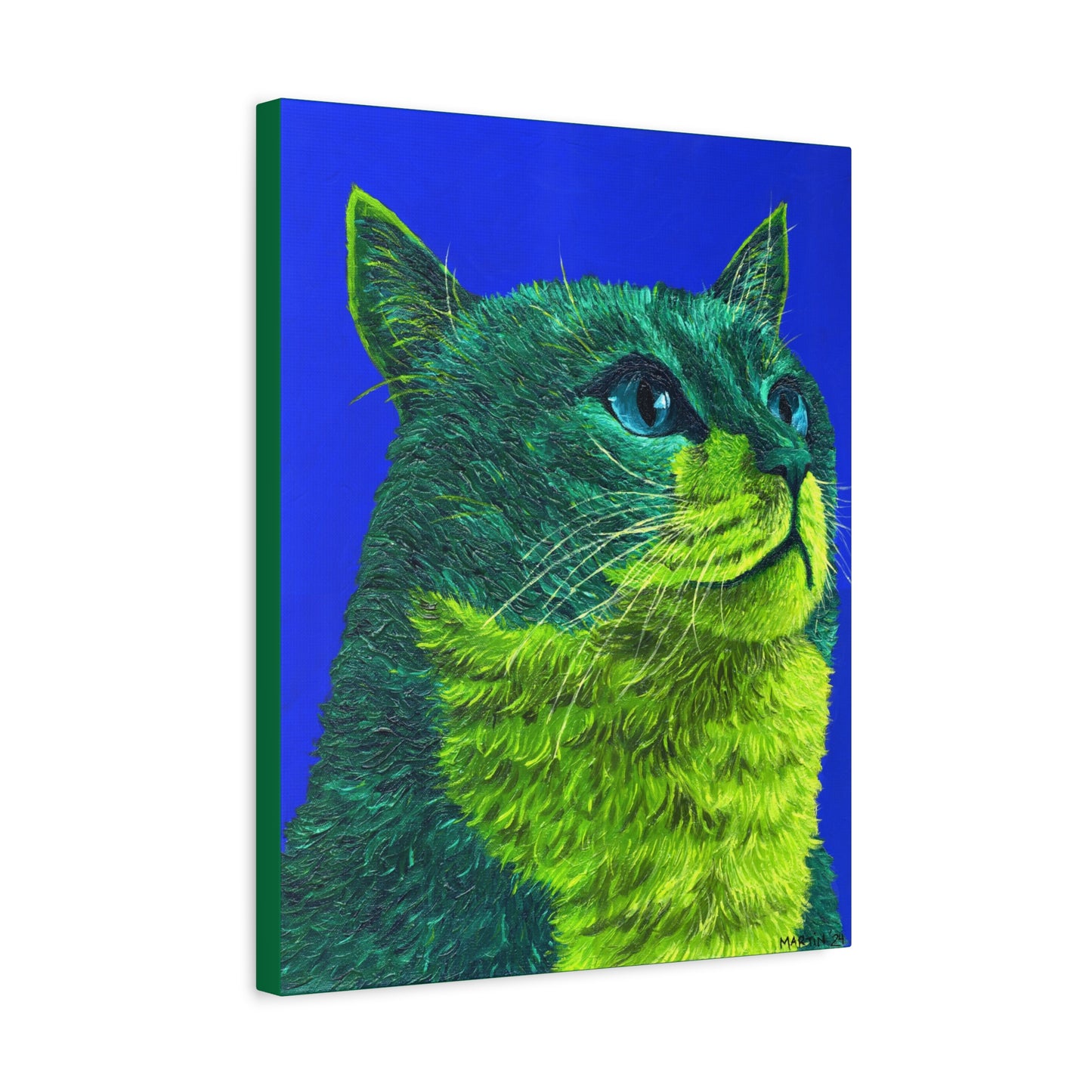 Green Tabby Cat Canvas Gallery Wrap