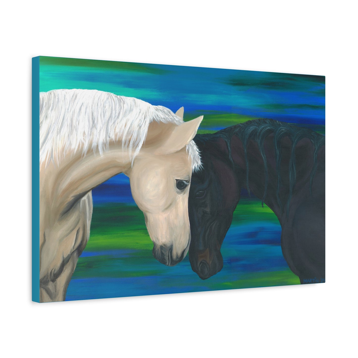 Black and White Horses Canvas Gallery Wrap