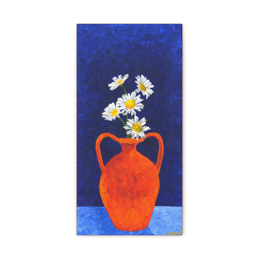 Wild Daisies in Orange Vase Canvas Gallery Wrap