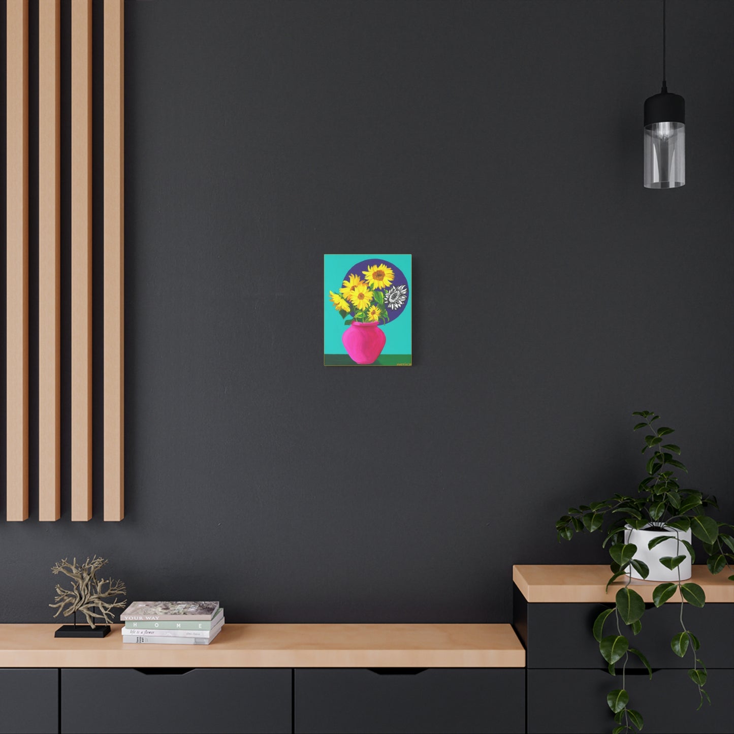 Sunflowers in Pink Vase Canvas Gallery Wrap