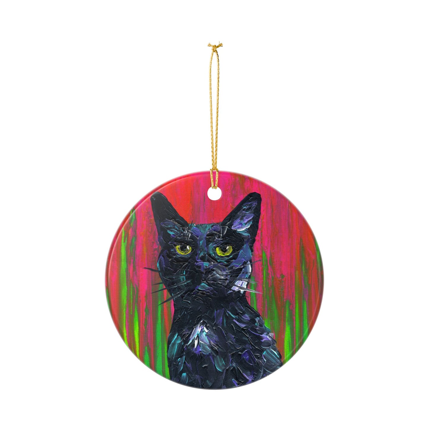Black Cat Ceramic Ornament (2-Side Print)