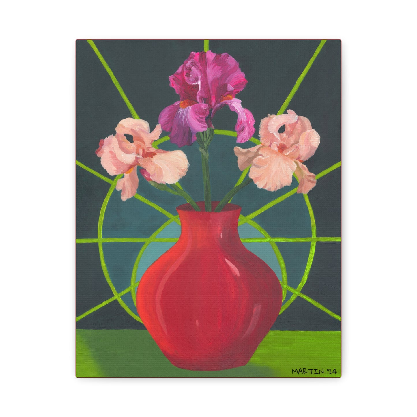 Three Pink Iris Canvas Gallery Wrap