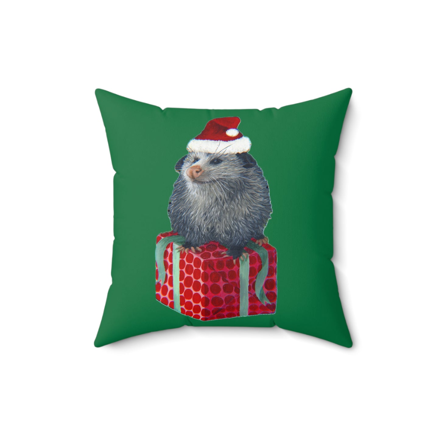 Christmas Opossum Spun Polyester Square Pillow