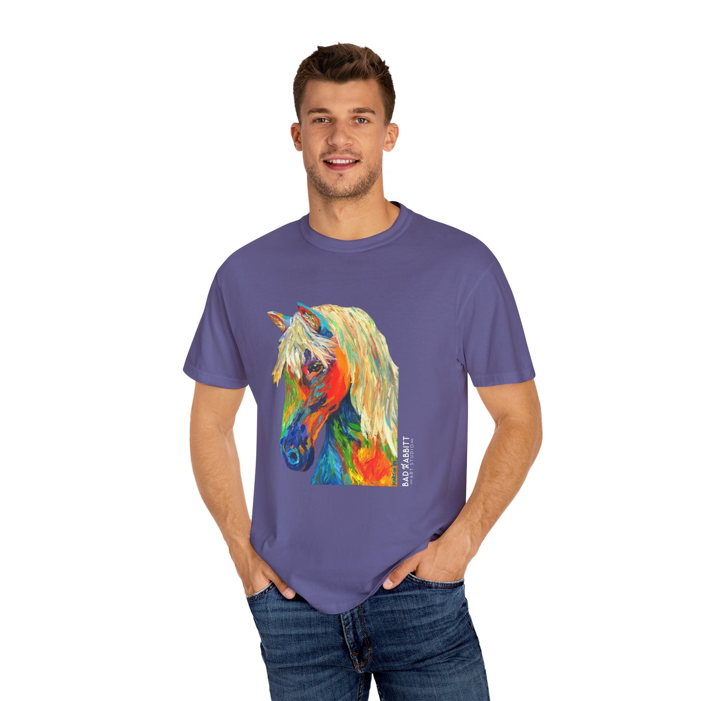 Rainbow Horse Unisex Garment-Dyed T-shirt