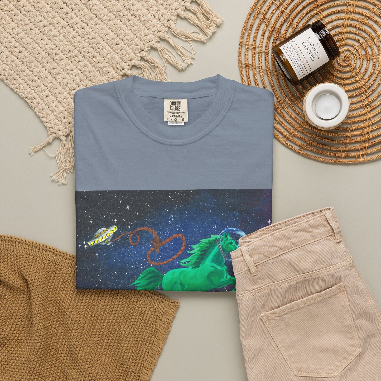Space Horse Unisex Garment-Dyed T-shirt