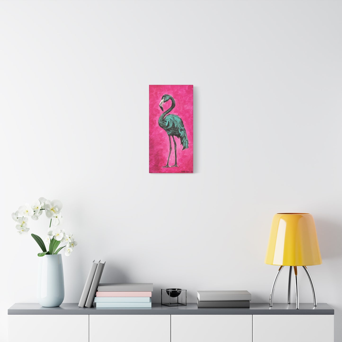 Jerry the Black Flamingo Matte Canvas, Stretched, 1.25"