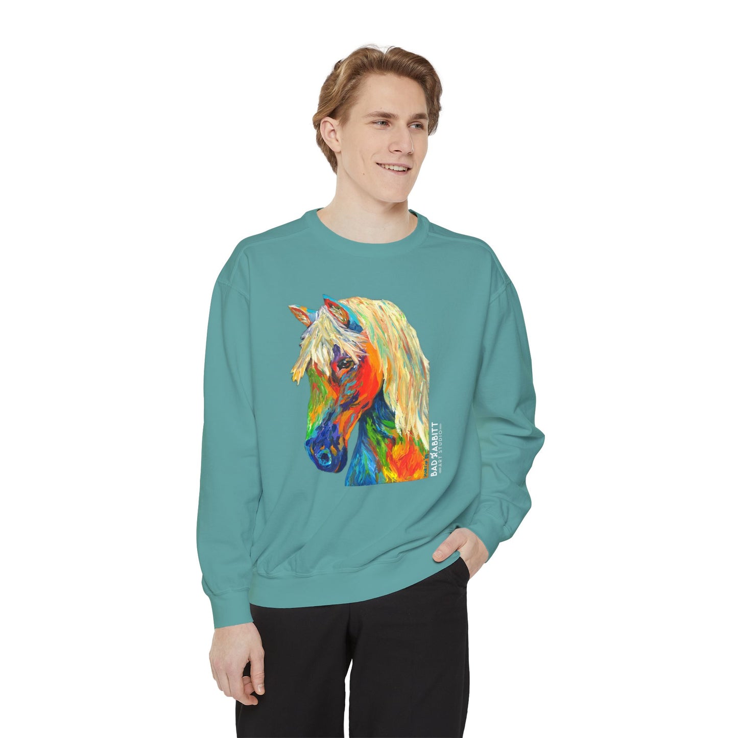 Rainbow Horse Unisex Garment-Dyed Sweatshirt