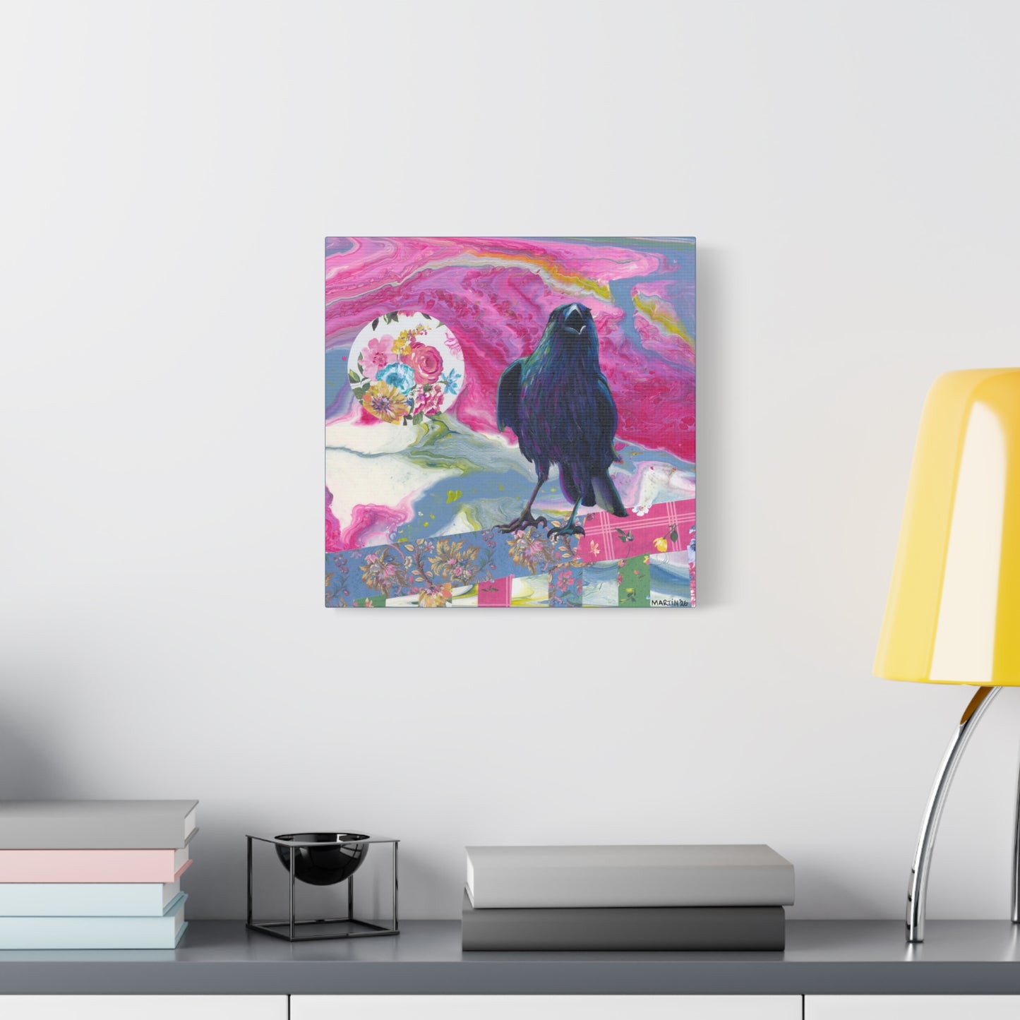 "Pink Crow" Matte Canvas, Stretched, 1.25"