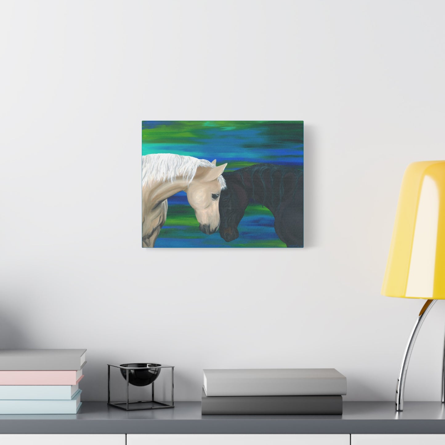 Black and White Horses Canvas Gallery Wrap