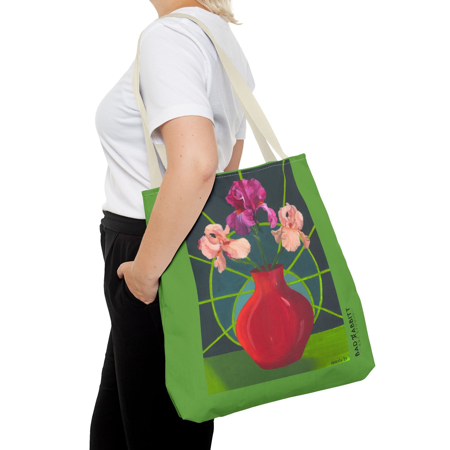 Three Pink Irises Tote Bag (AOP)