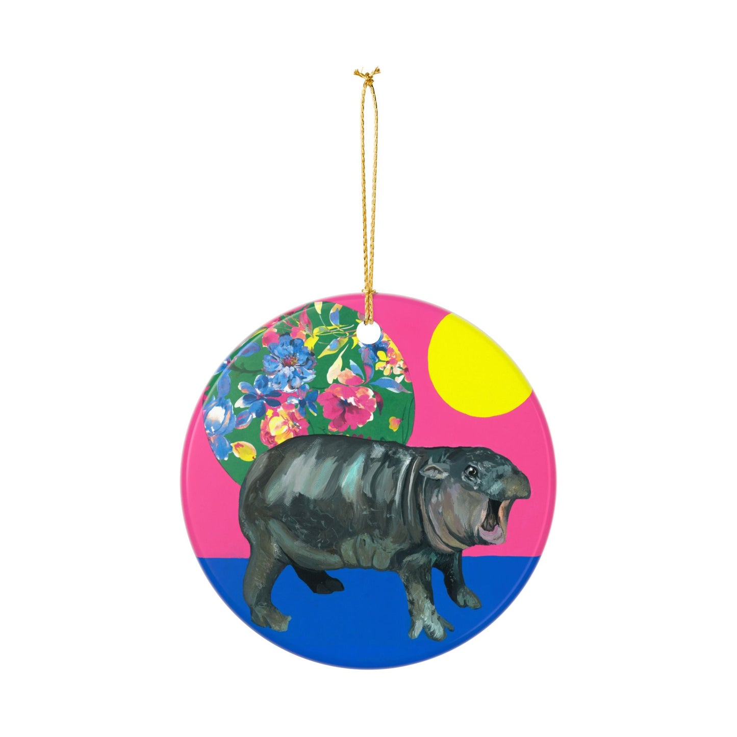 Moo Deng 1 Ceramic Ornament (2-Side Print)