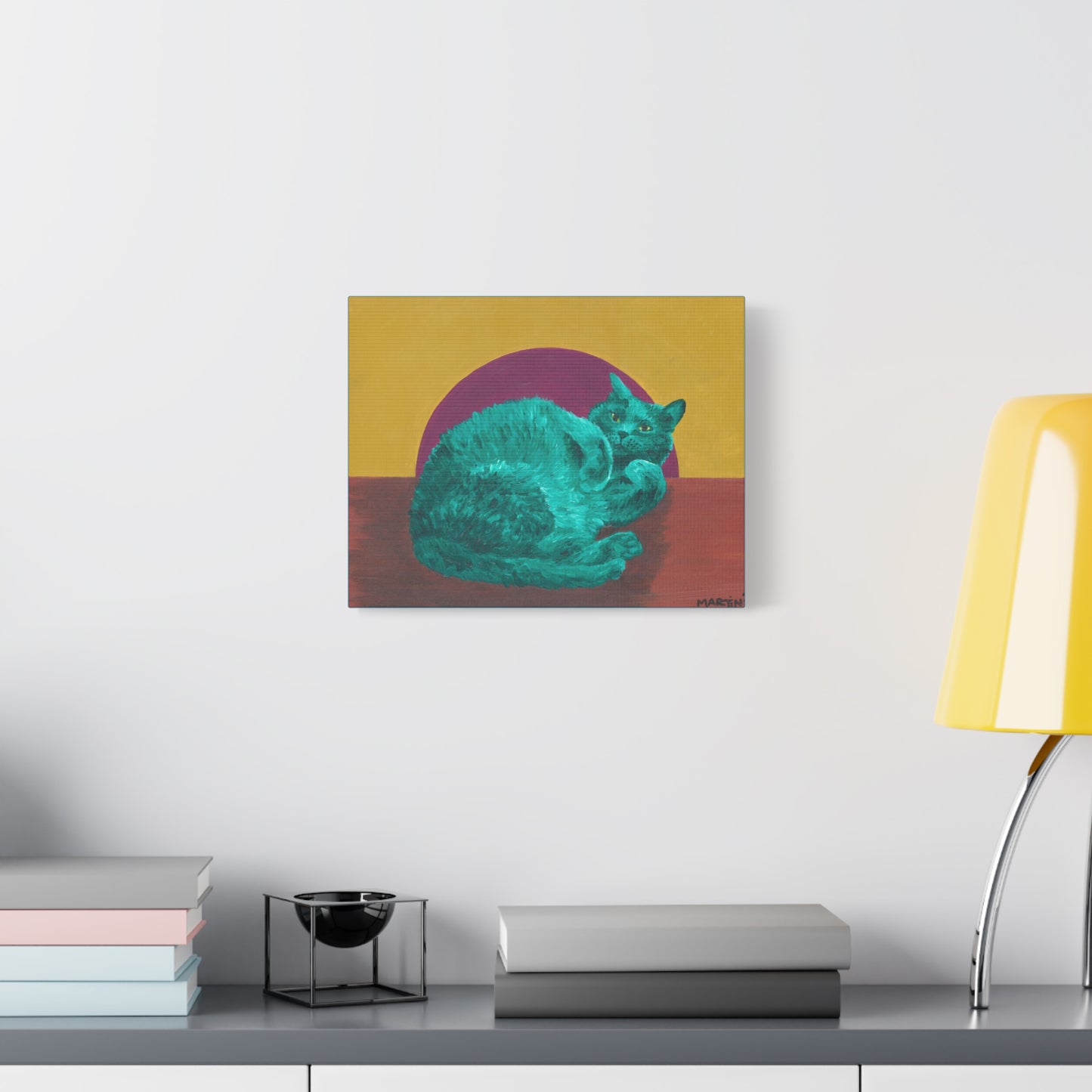 Teal Tummy Kitty Canvas Gallery Wrap
