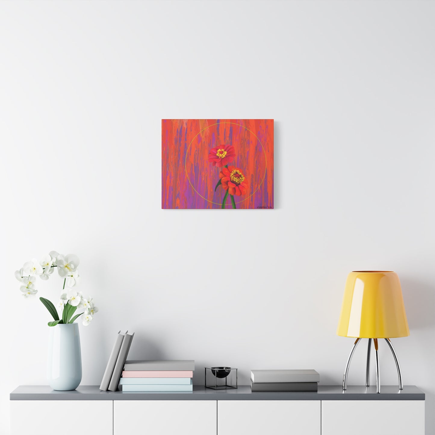 "Neon Zinnias" Matte Canvas, Stretched, 1.25"
