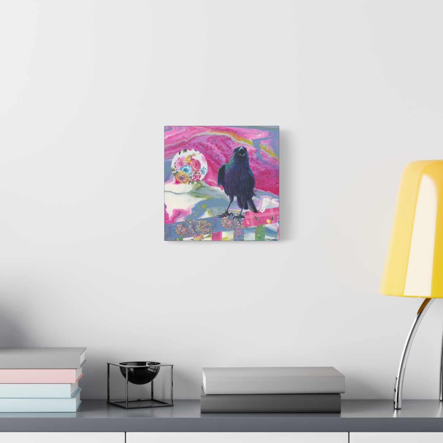 "Pink Crow" Matte Canvas, Stretched, 1.25"