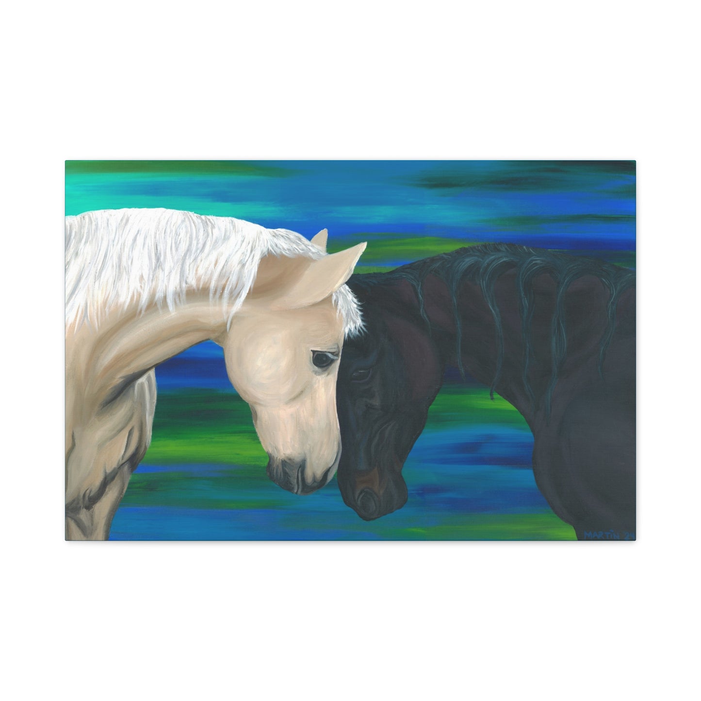 Black and White Horses Canvas Gallery Wrap