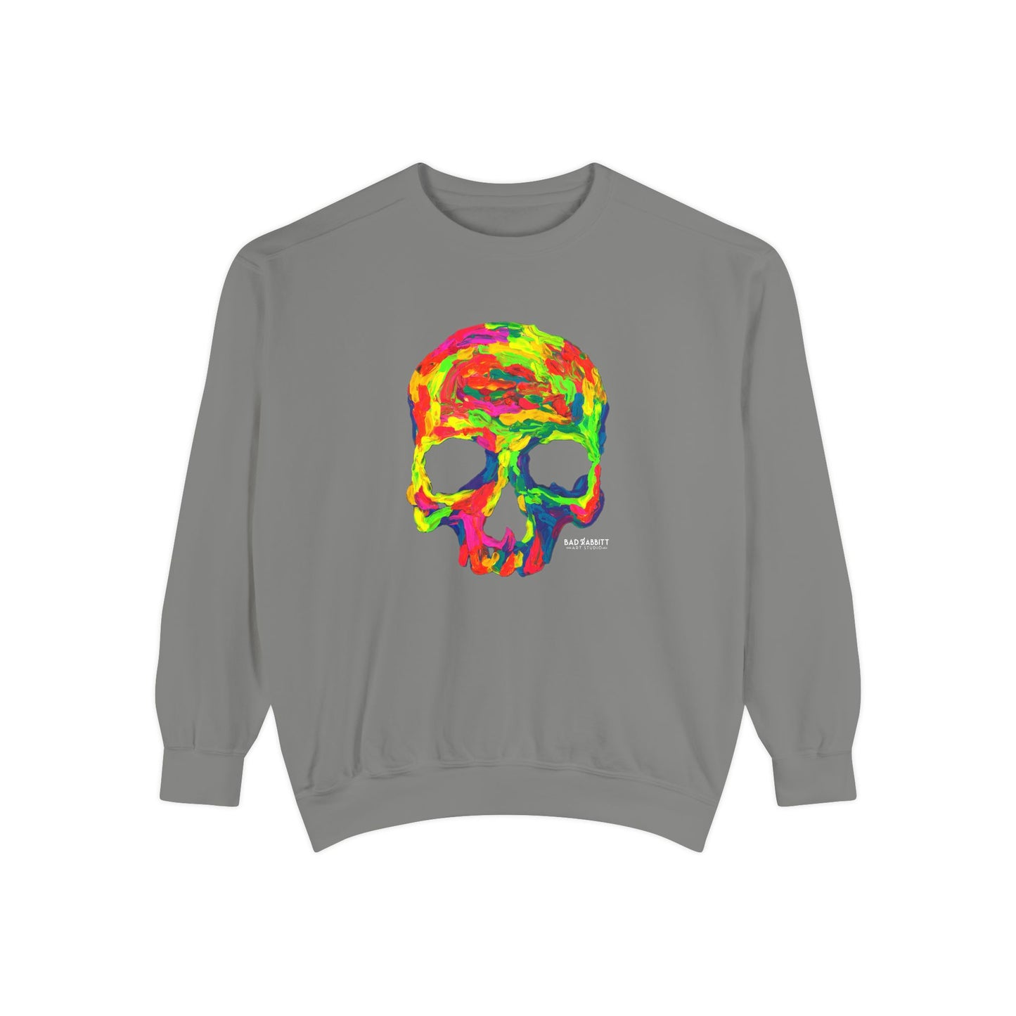 Rainbow Globby Skull Unisex Garment-Dyed Sweatshirt