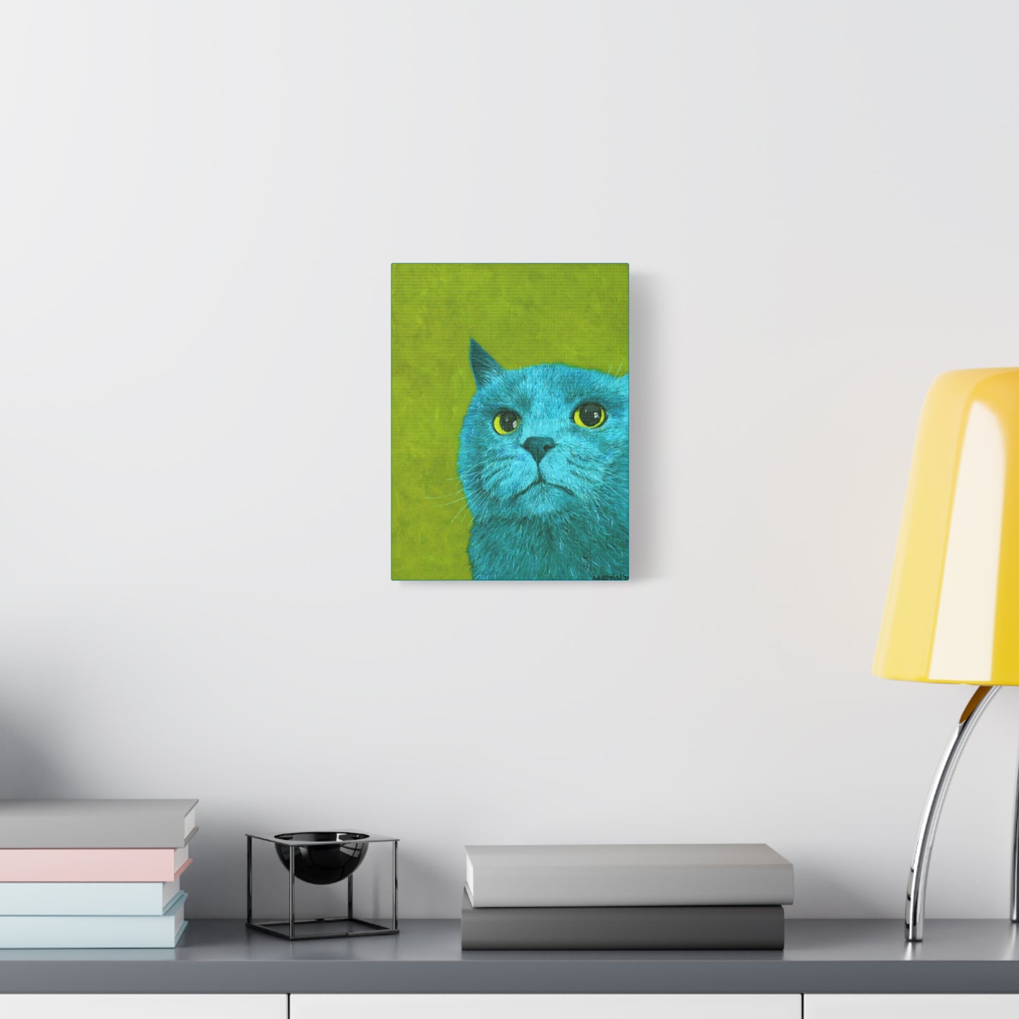 Teal Judgmental Kitty Canvas Gallery Wrap