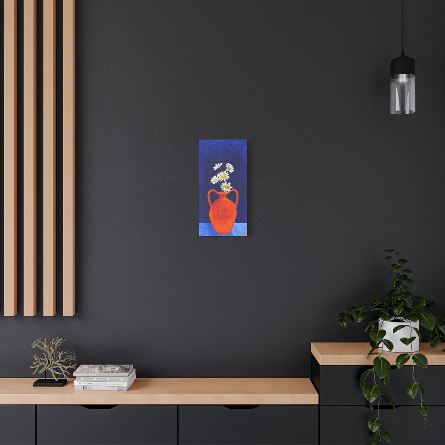 Wild Daisies in Orange Vase Canvas Gallery Wrap