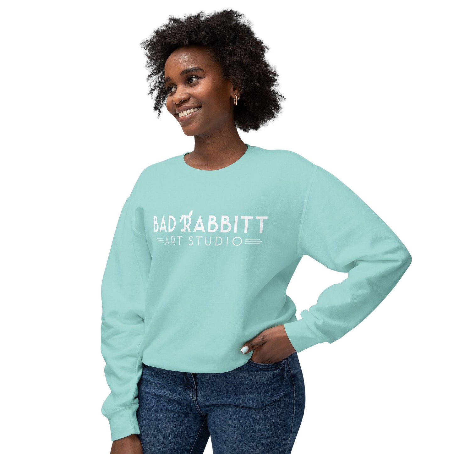 "Bad Rabbitt Art Studio" Unisex Lightweight Crewneck Sweatshirt