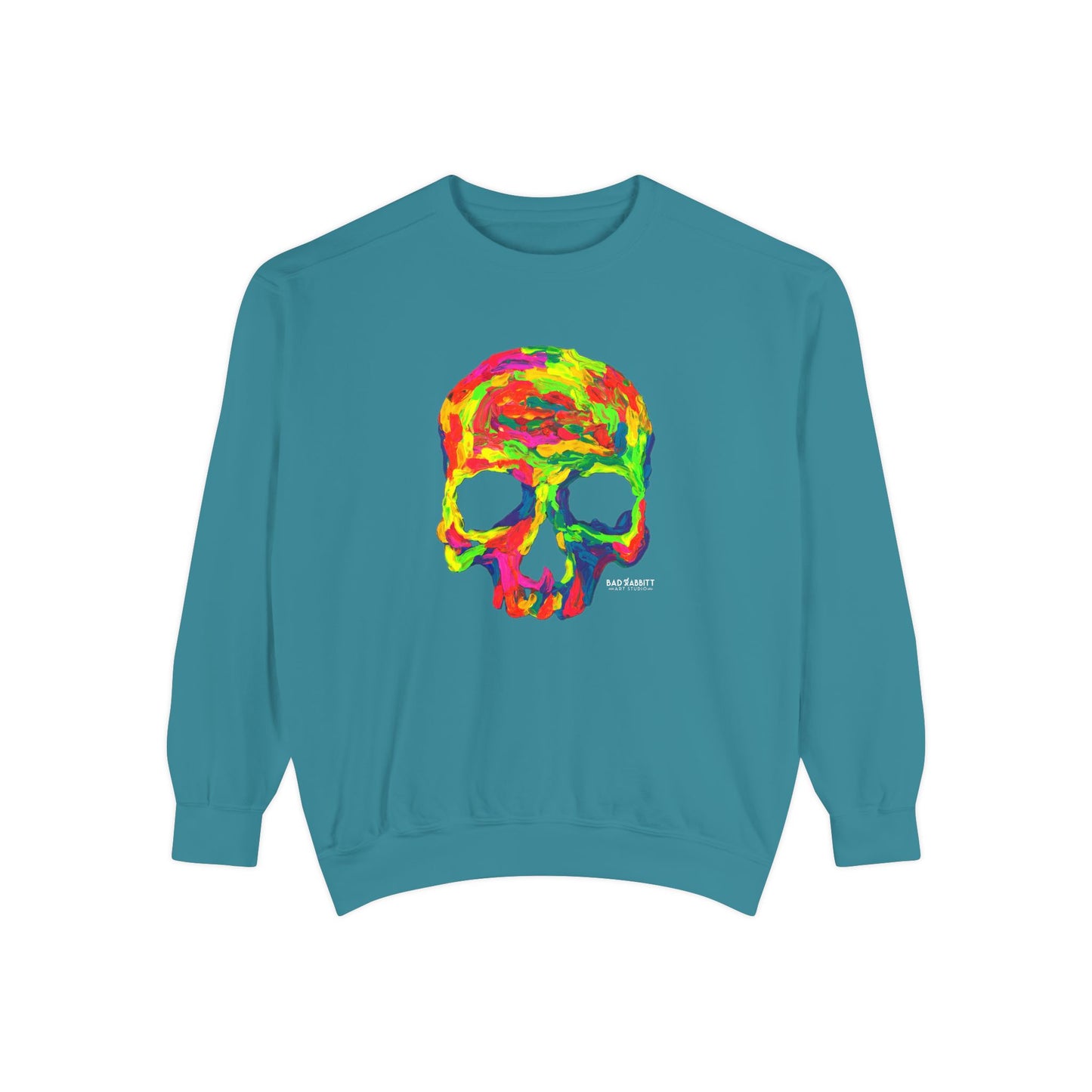 Rainbow Globby Skull Unisex Garment-Dyed Sweatshirt