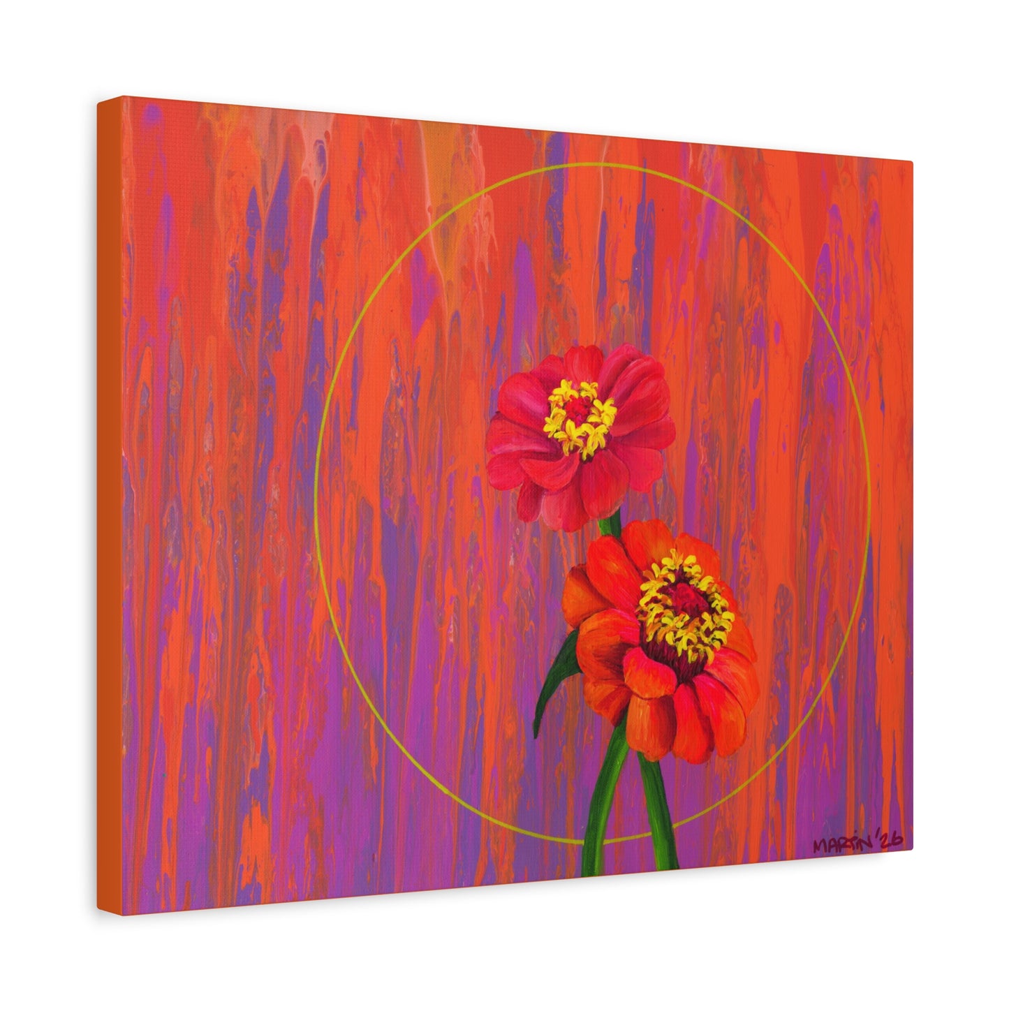 "Neon Zinnias" Matte Canvas, Stretched, 1.25"