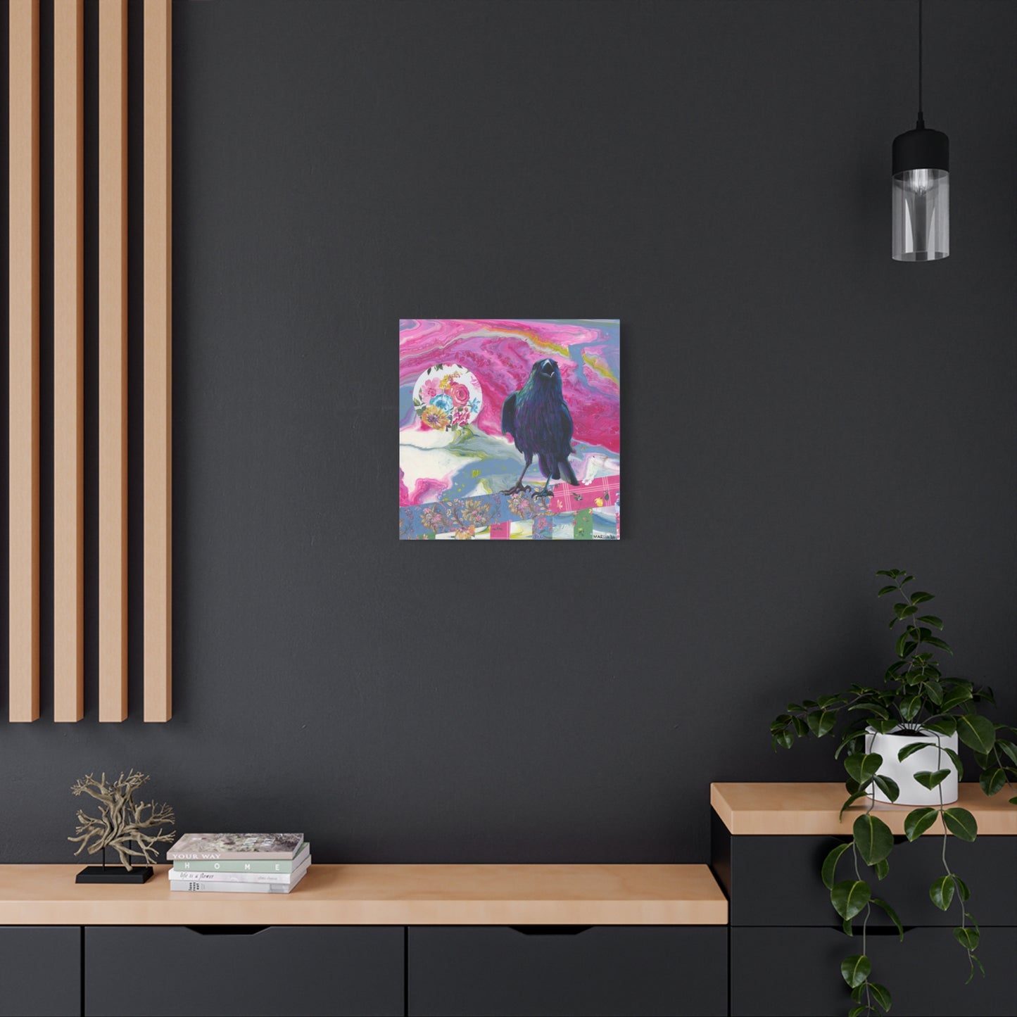 "Pink Crow" Matte Canvas, Stretched, 1.25"
