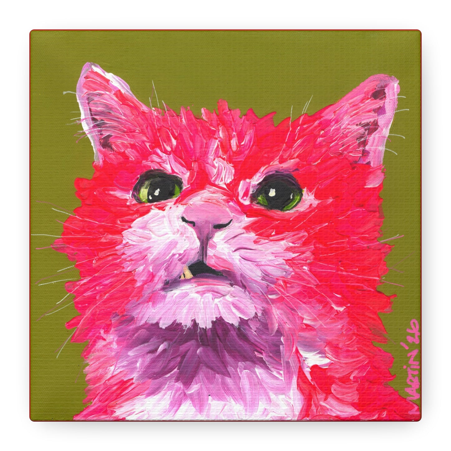 "Pink Dave Cat" Matte Canvas, Stretched, 1.25"