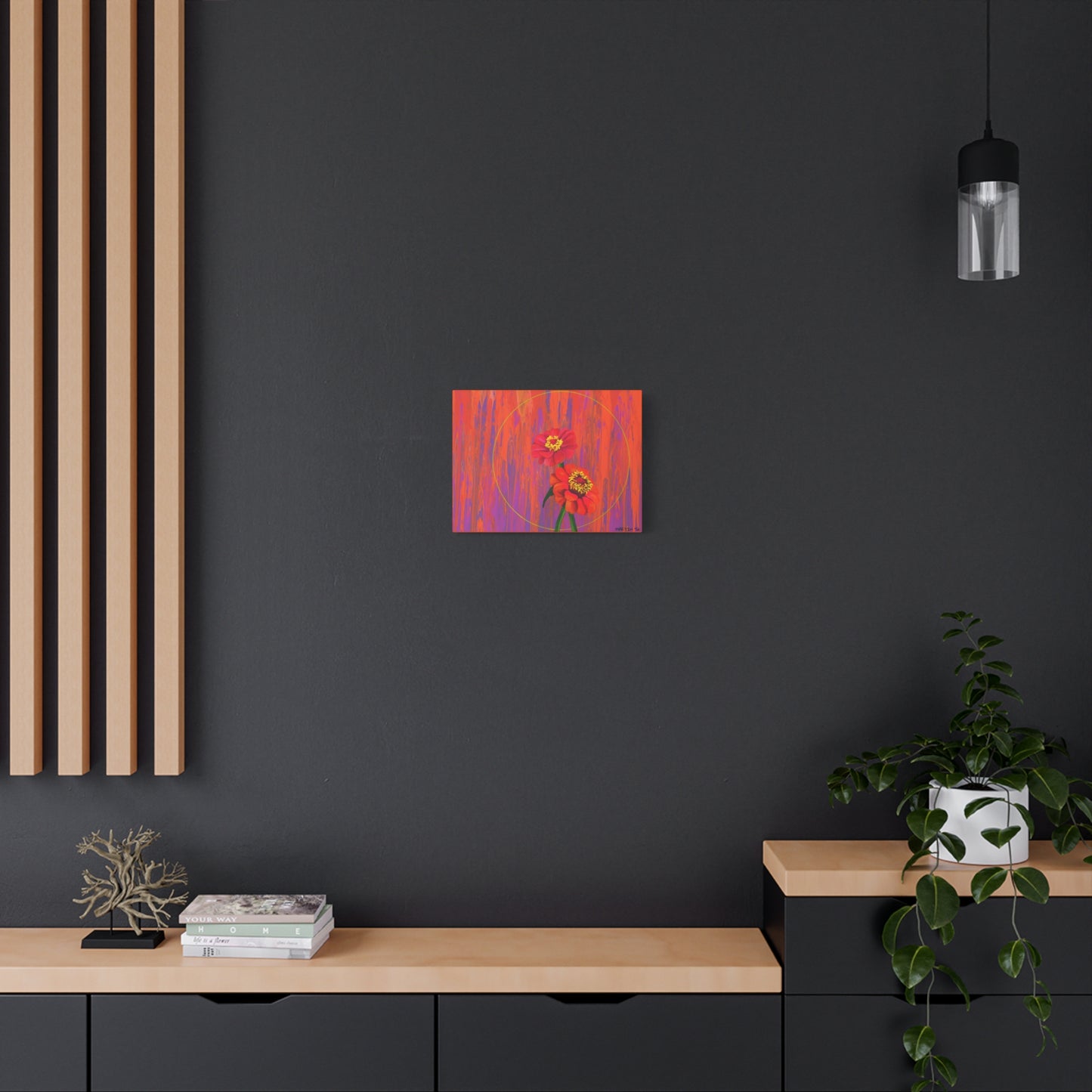 "Neon Zinnias" Matte Canvas, Stretched, 1.25"