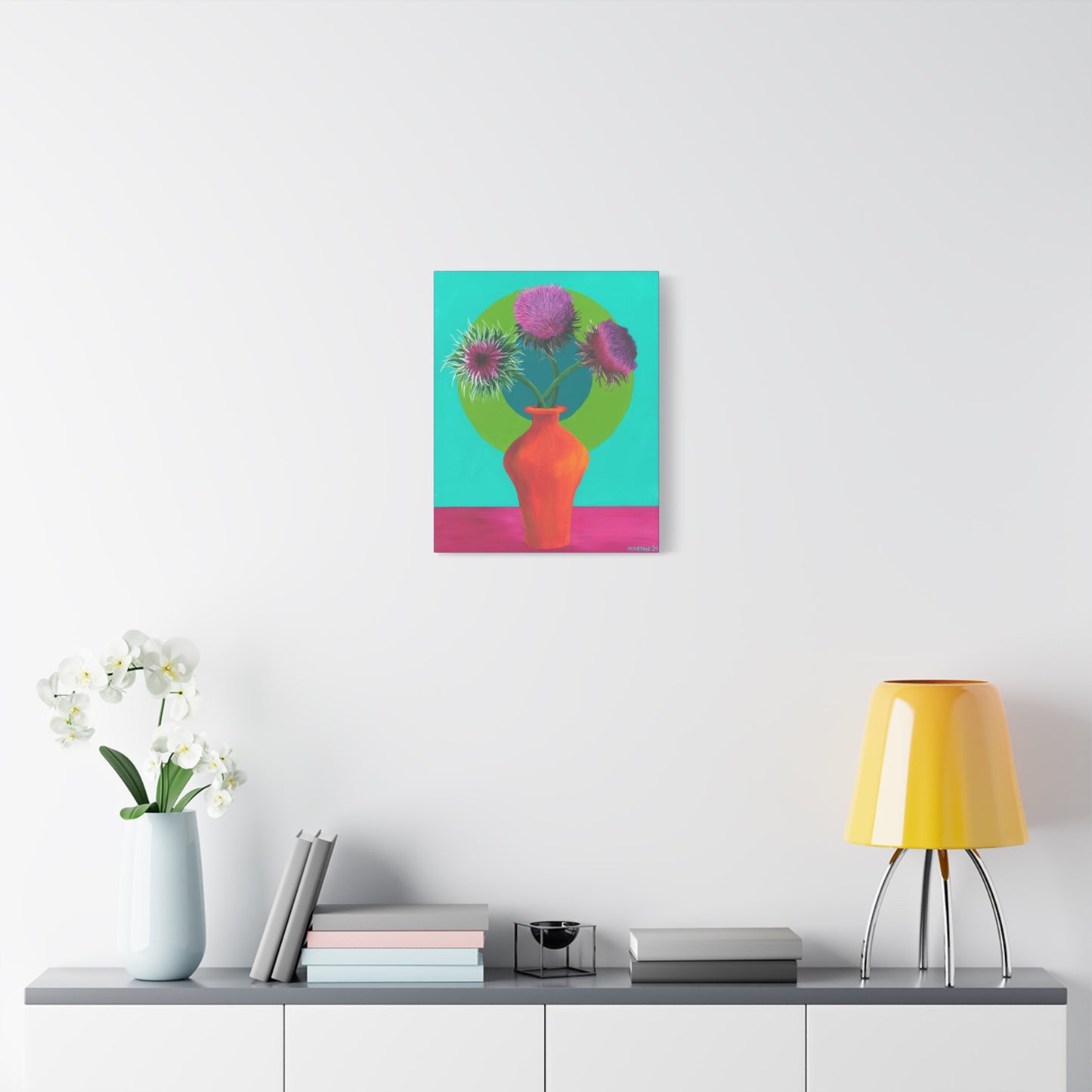 Thistle in Orange Vase Canvas Gallery Wrap
