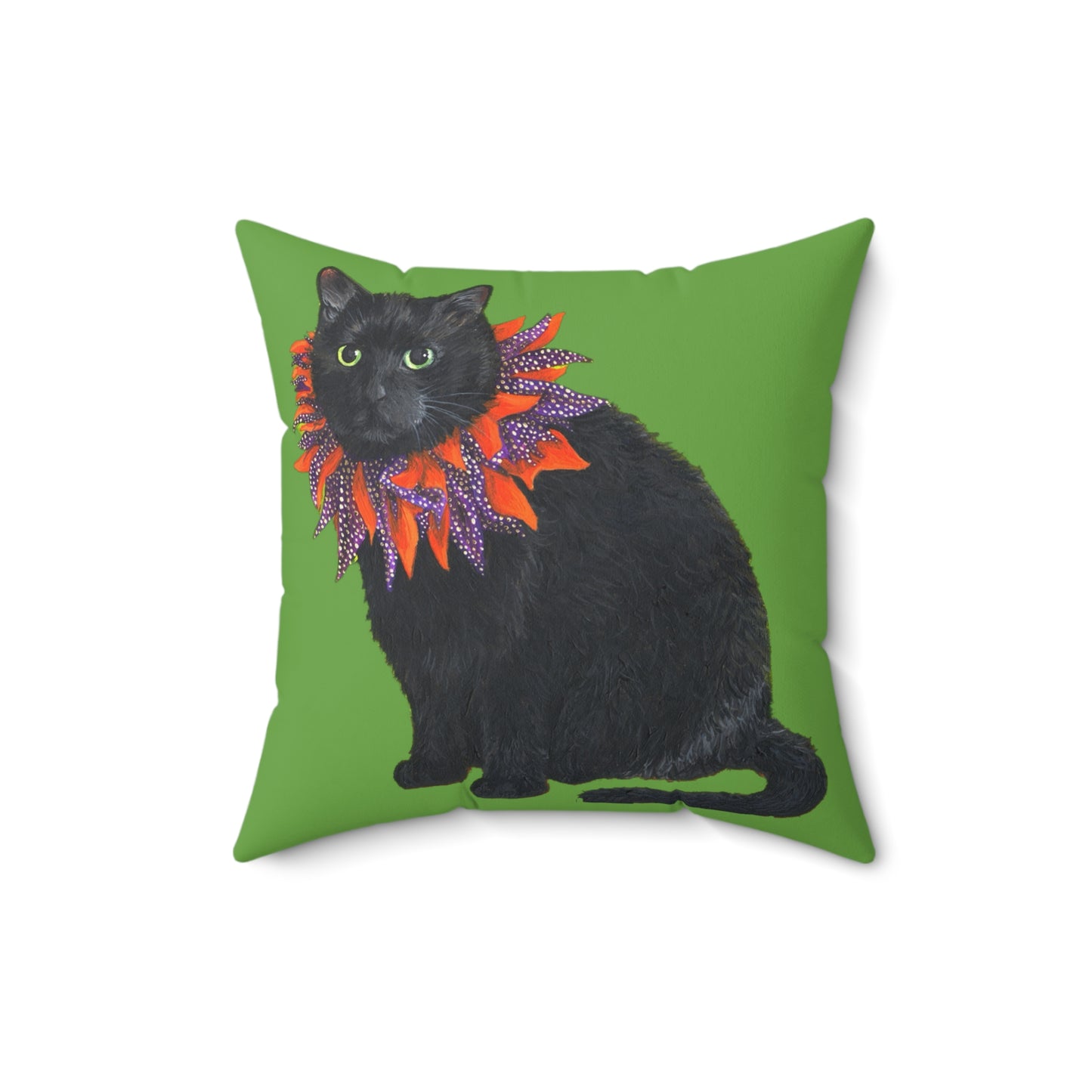 12 the Magical Halloween Cat Spun Polyester Square Pillow