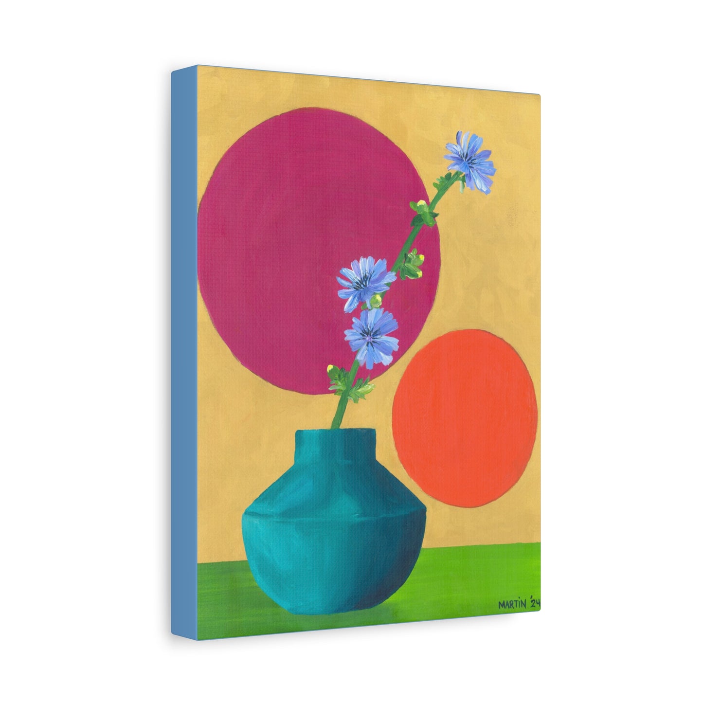 Chicory on Gold Background Canvas Gallery Wrap